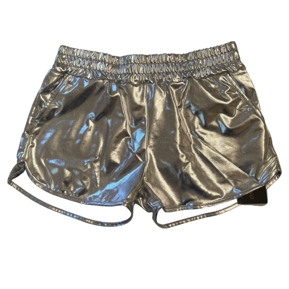 Silver Metallic Sexy Shorts LARGE NWT Festival Rave‎ Club Y2K Shiny High Waist